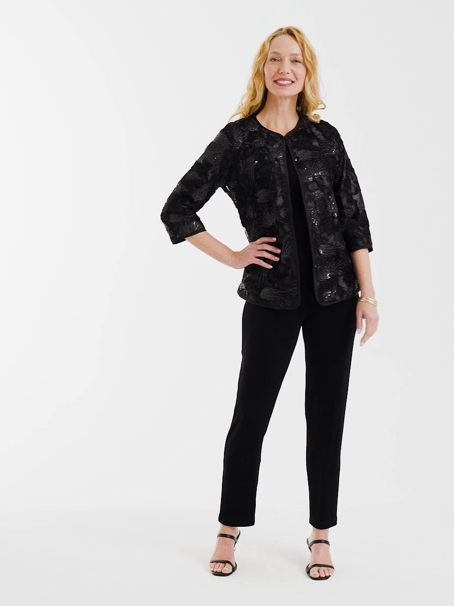 Travelers Collection Sequin Mesh Soutache Jacket