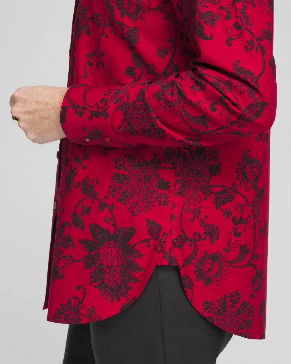 No Iron Red & Black Floral Shirt