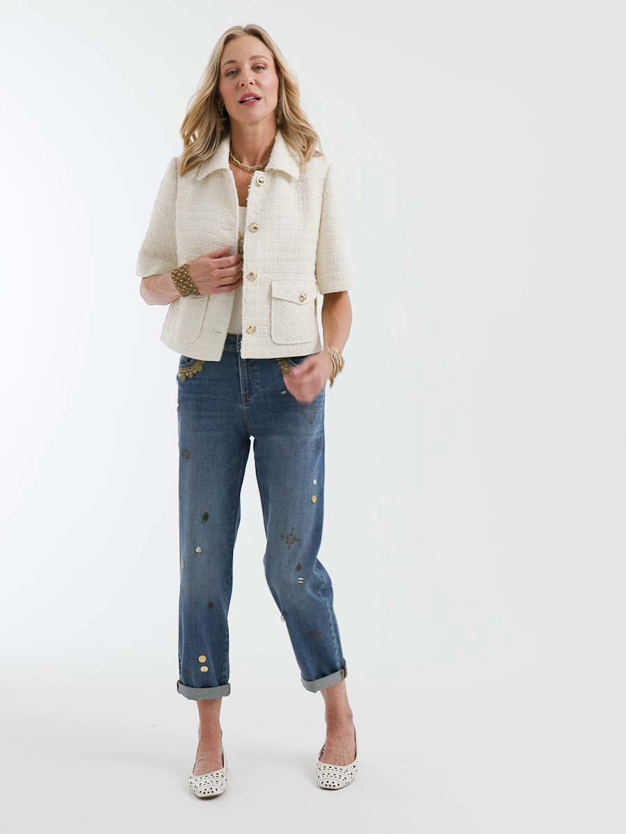 Embellished Cropped Jeans