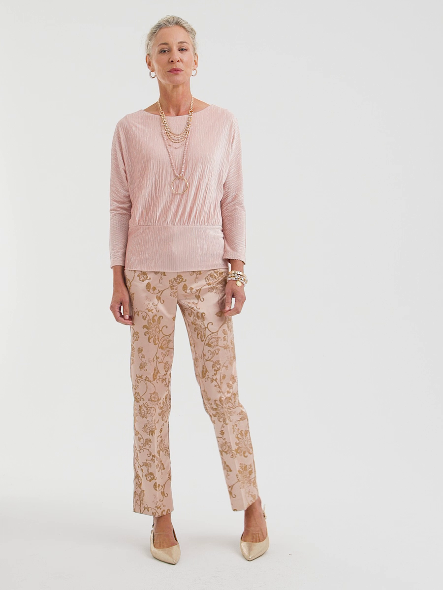 Crinkle Velvet Banded Hem Top