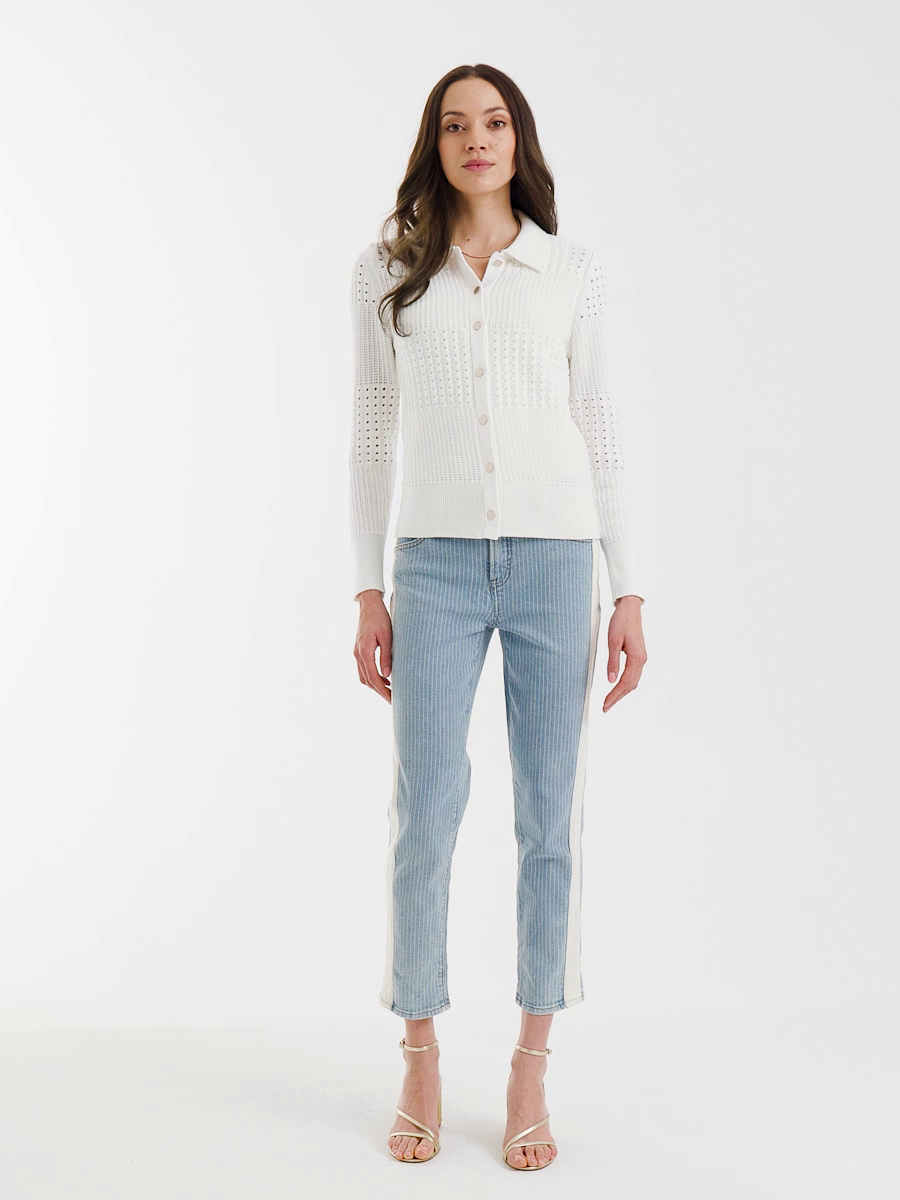 Textured Button-Front Cardigan