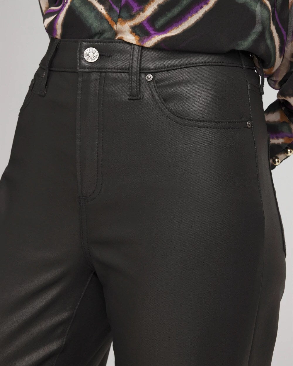High Rise Wide Leg Coated Denim Jeans