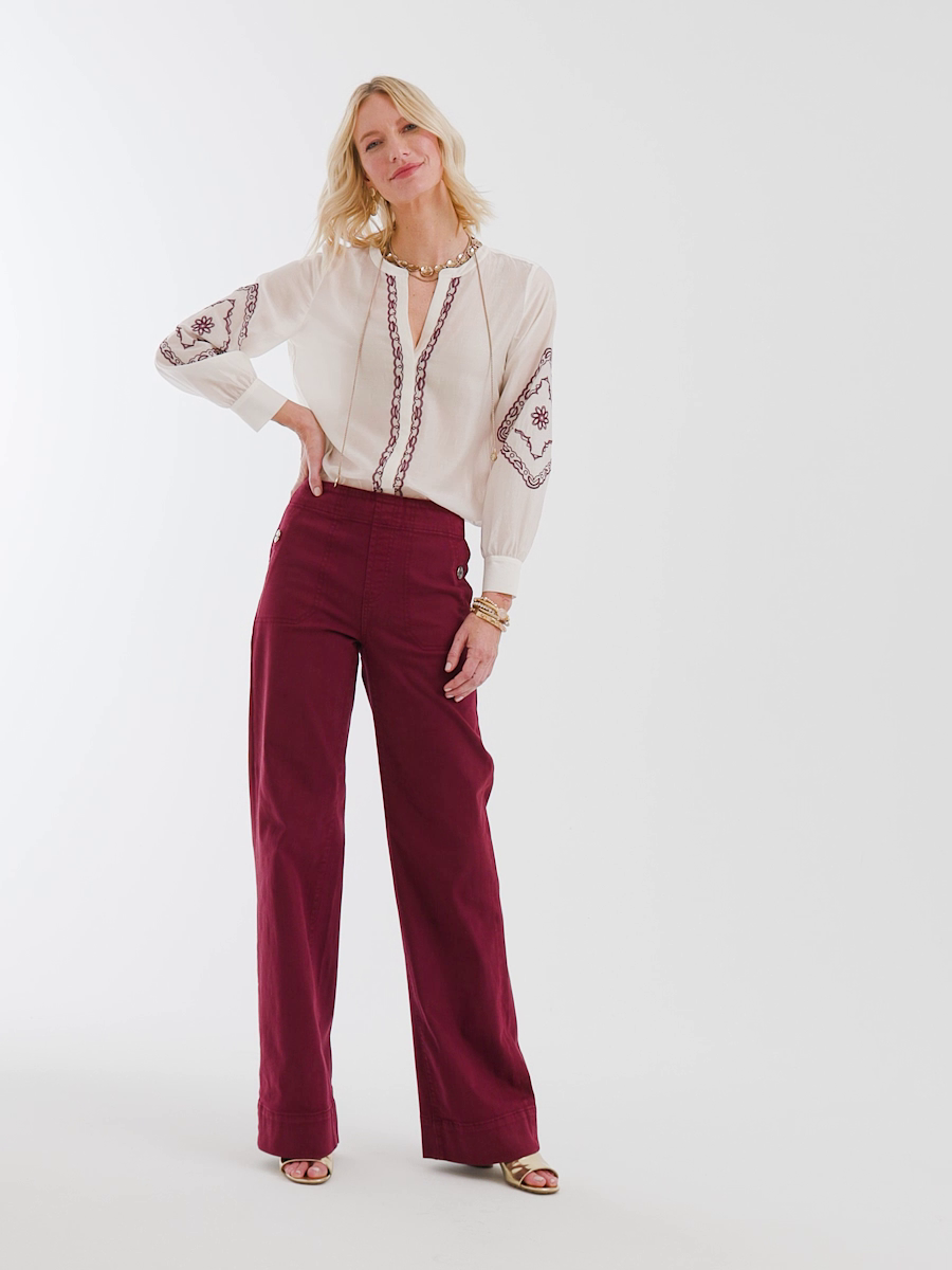 Pull-On Wide-Leg Jeans