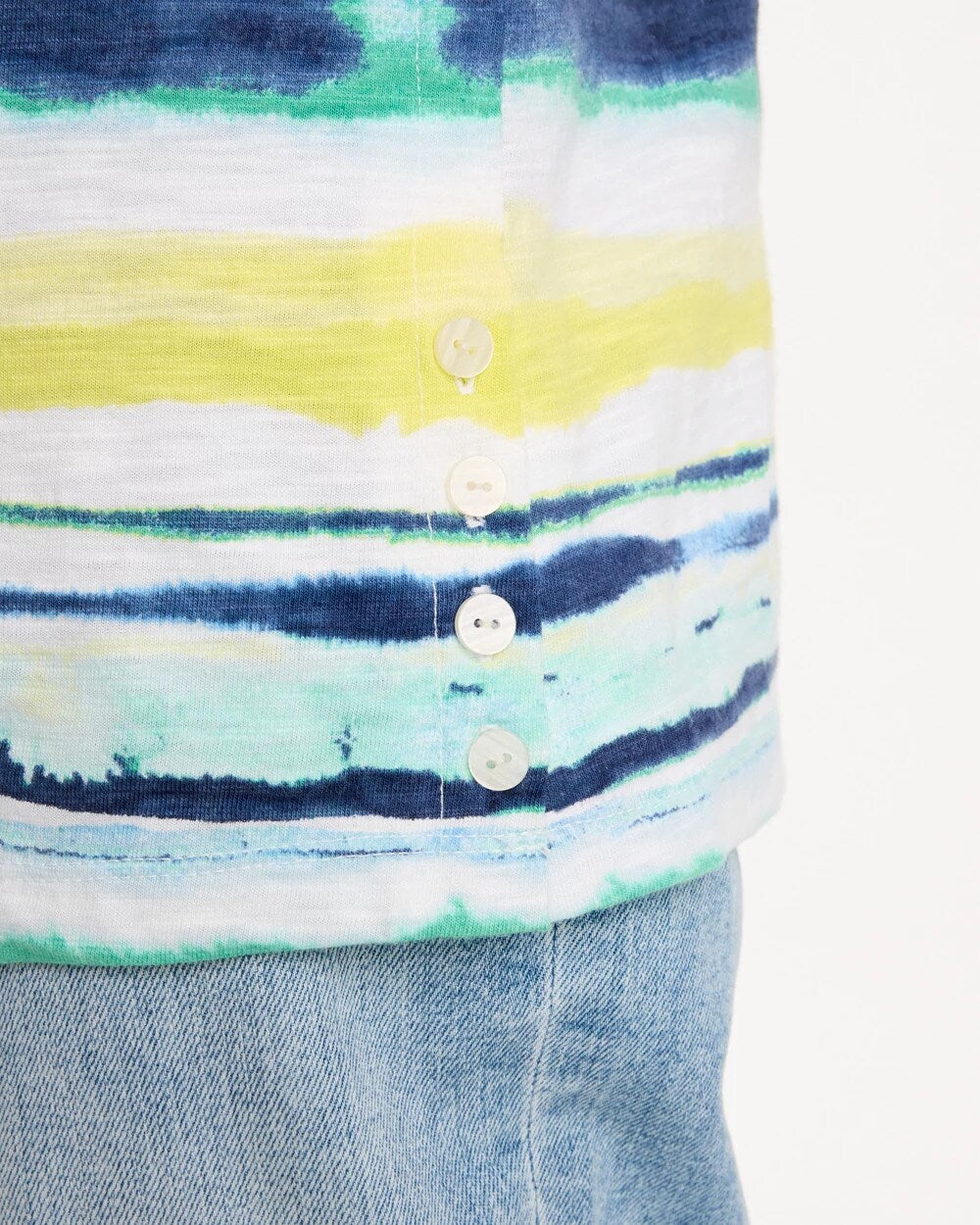 Striped Cotton Slub Elbow-Sleeve Tee