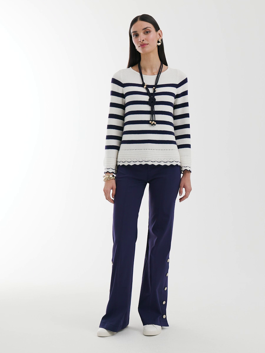 Button Detail Wide-Leg Pants