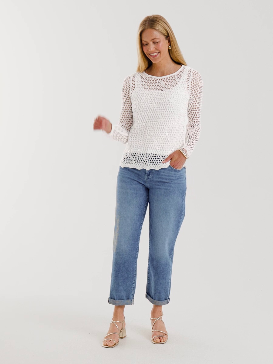 Paillette Sequin Mesh Pullover Sweater