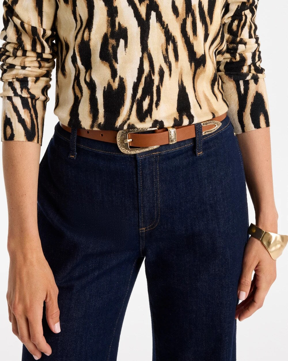 Faux Leather Skinny Belt