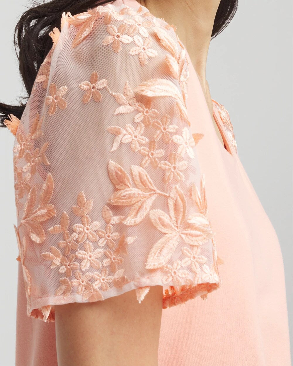 Floral Sleeved Square-Neck Tee