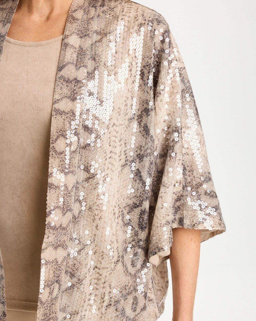 Travelers Collection Sequin Animal Print Kimono