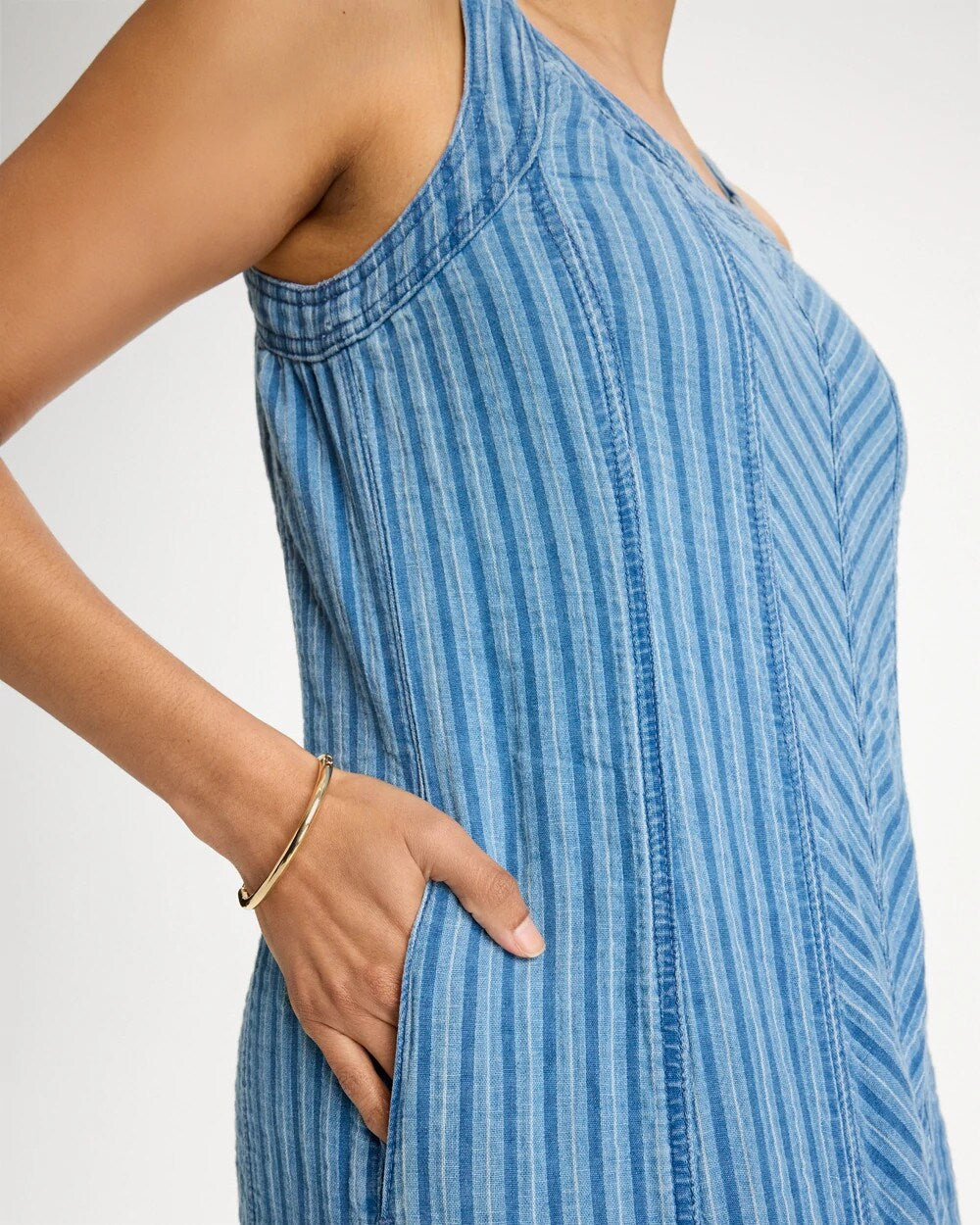 Striped Gauze Denim Dress