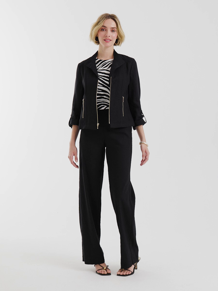 Pull-On Wide-Leg Linen Pants