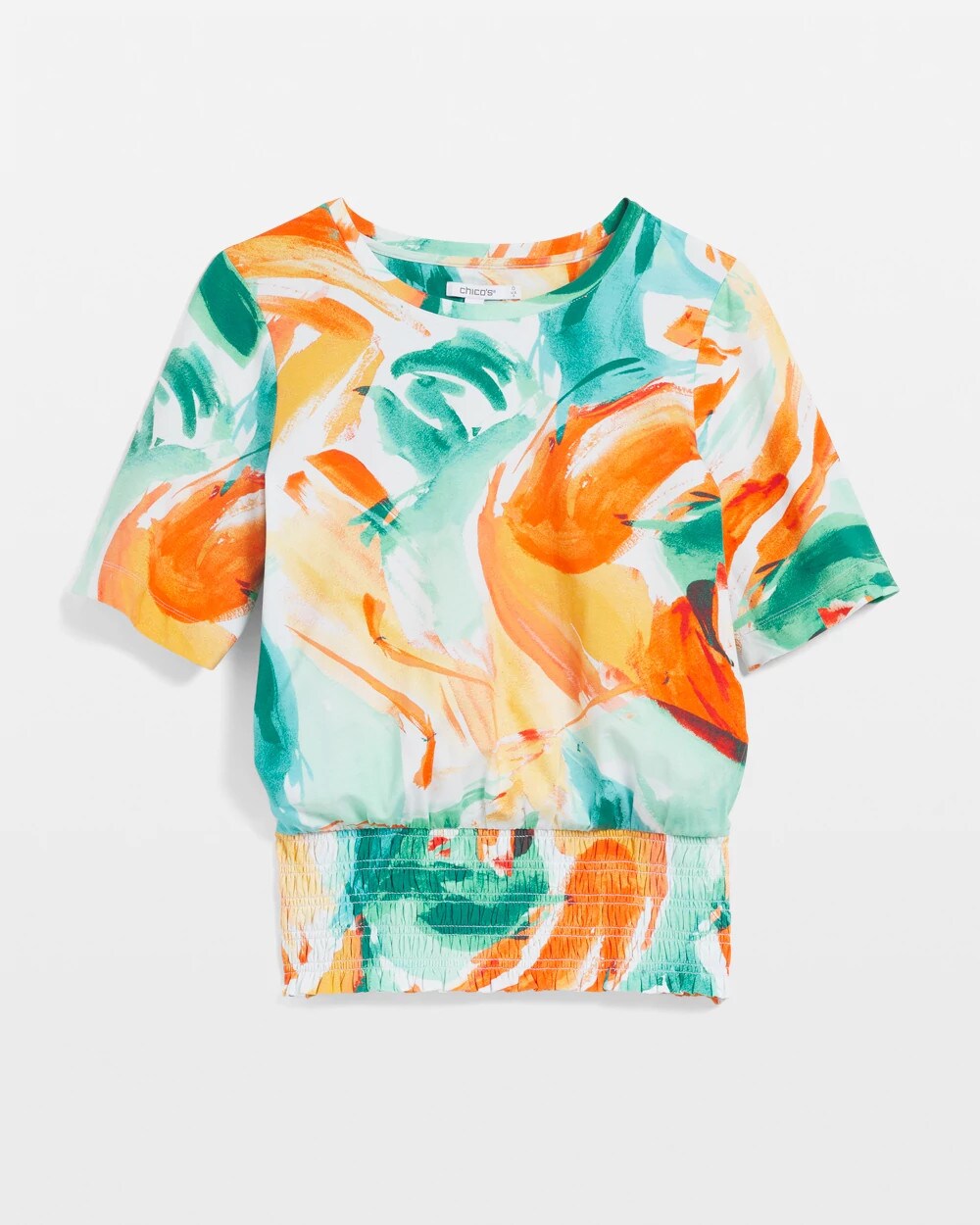 Touch of Cool Abstract Smocked Waist Tee