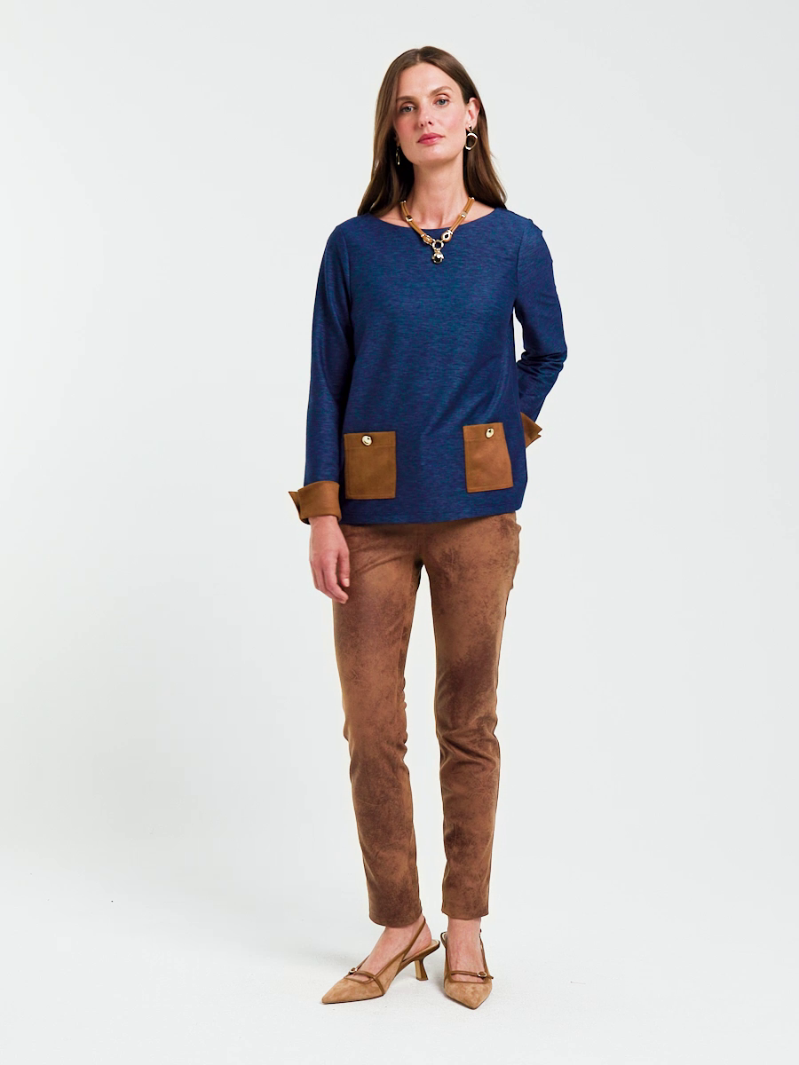 Soft Suede Knit Five-Pocket Skinny Pants