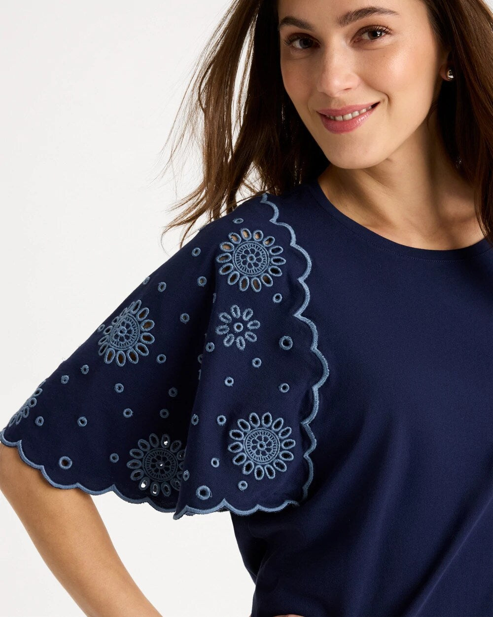 Embroidered Scallop Tee