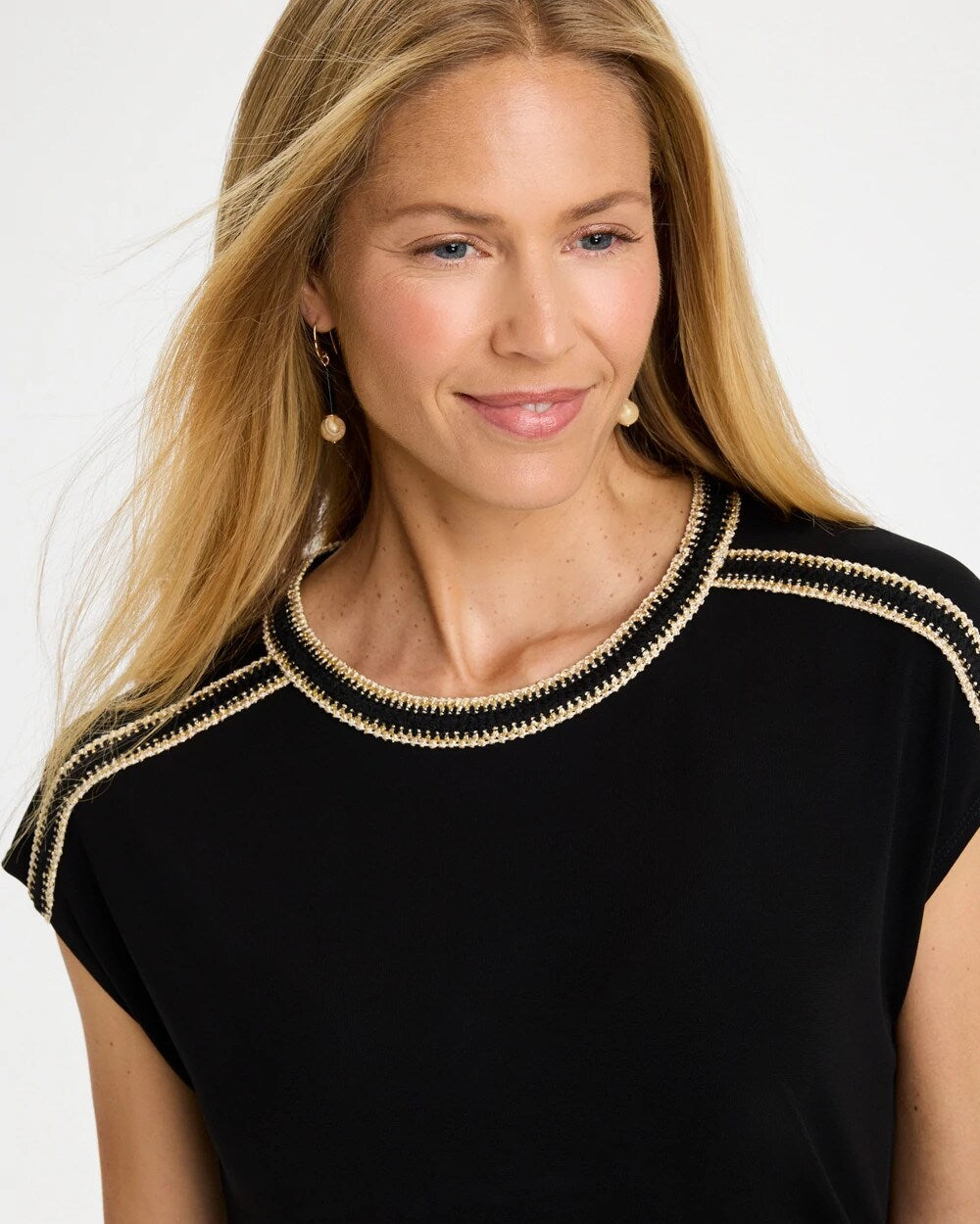 Knit Short Sleeve Trimmed Tee