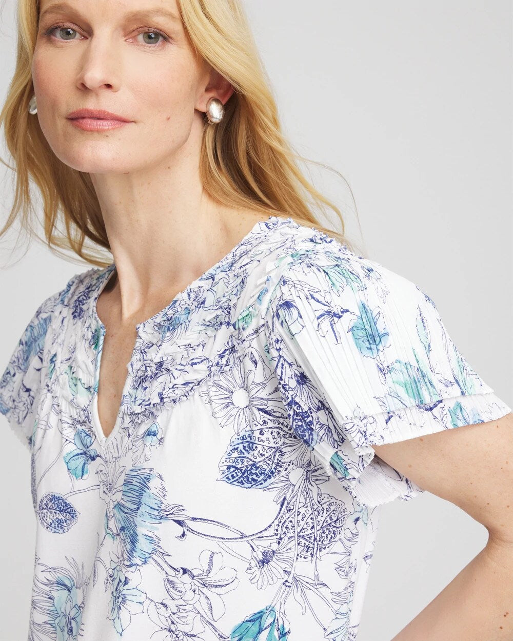Touch of Cool Floral Flutter Sleeve Tee