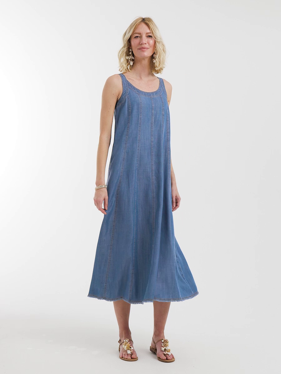 Twill Denim Trapeze-Tank Dress