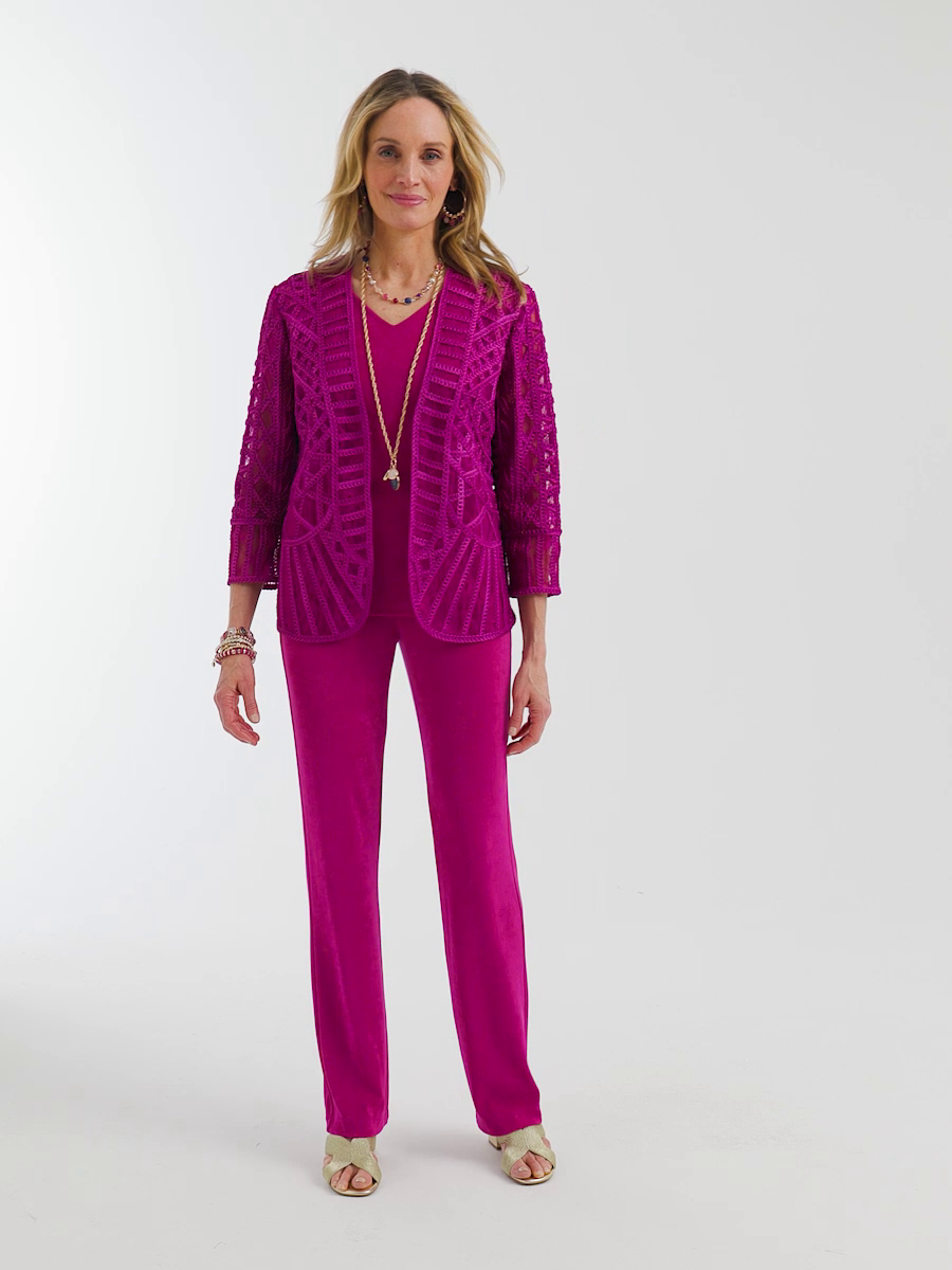 Travelers Collection Embroidered Lace Cutwork Jacket