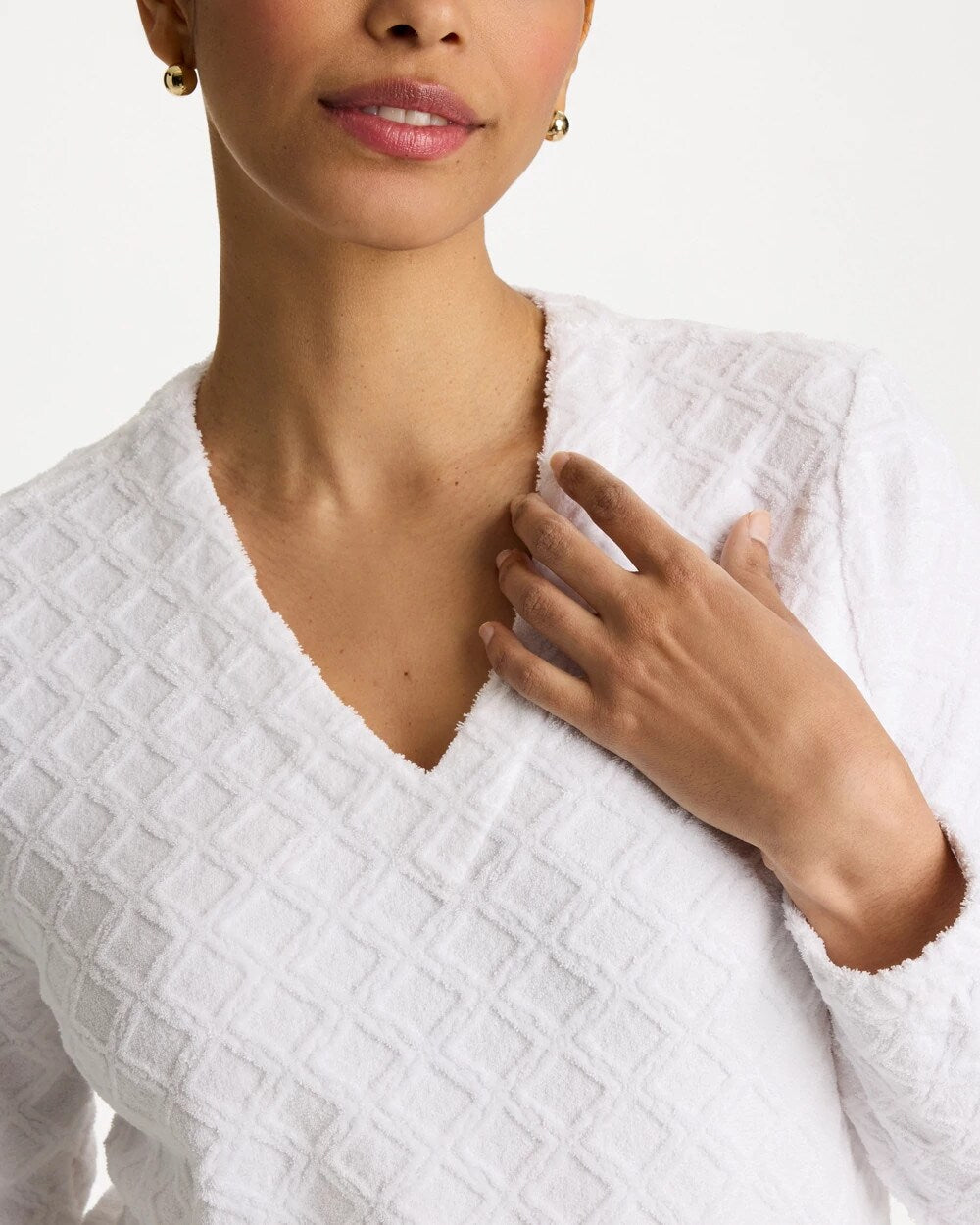 Zenergy Terry Cloth Jacquard Top