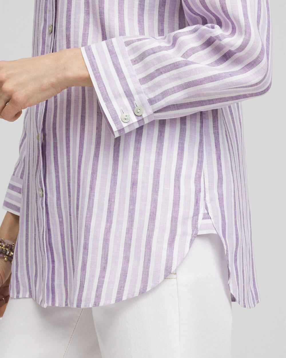 No Iron Plum Striped Linen Shirt