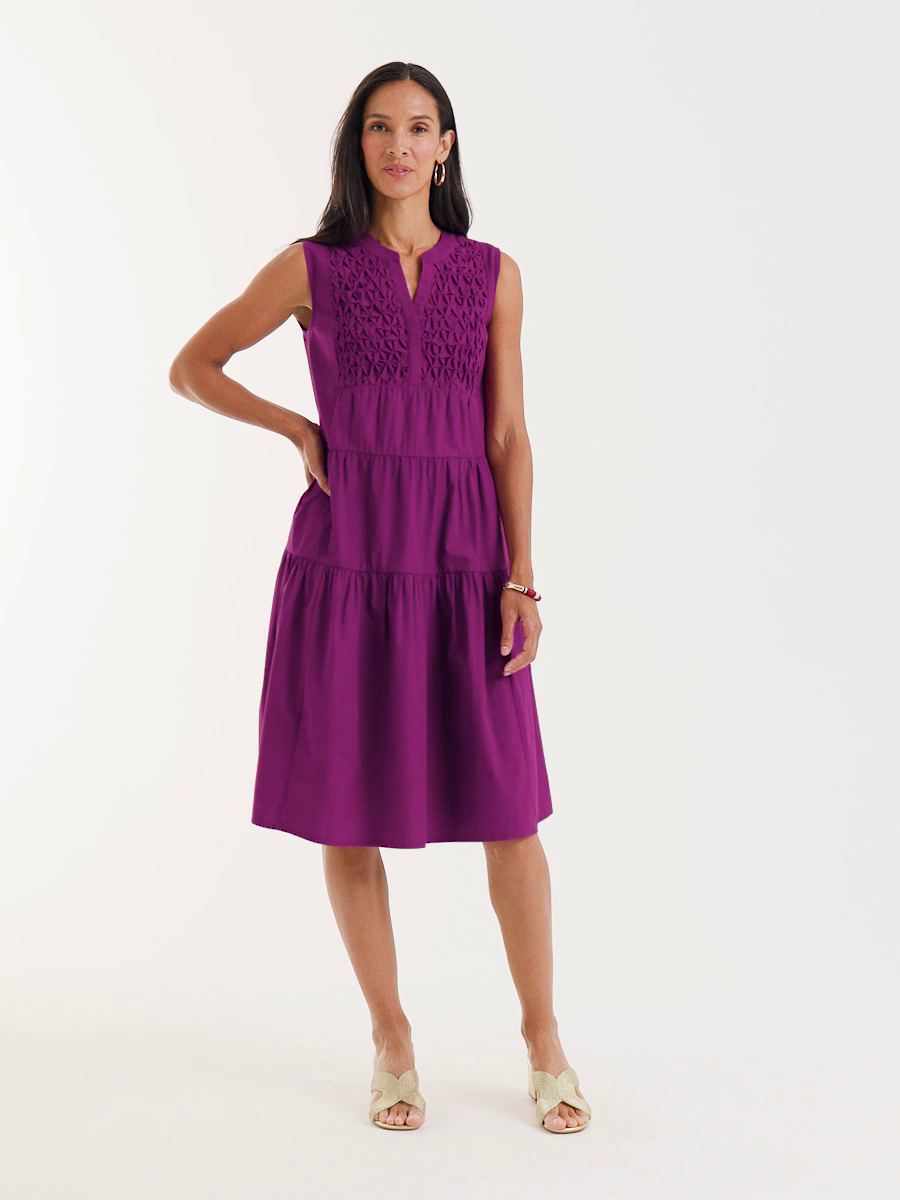Poplin Cotton Smocked Sleeveless Dress