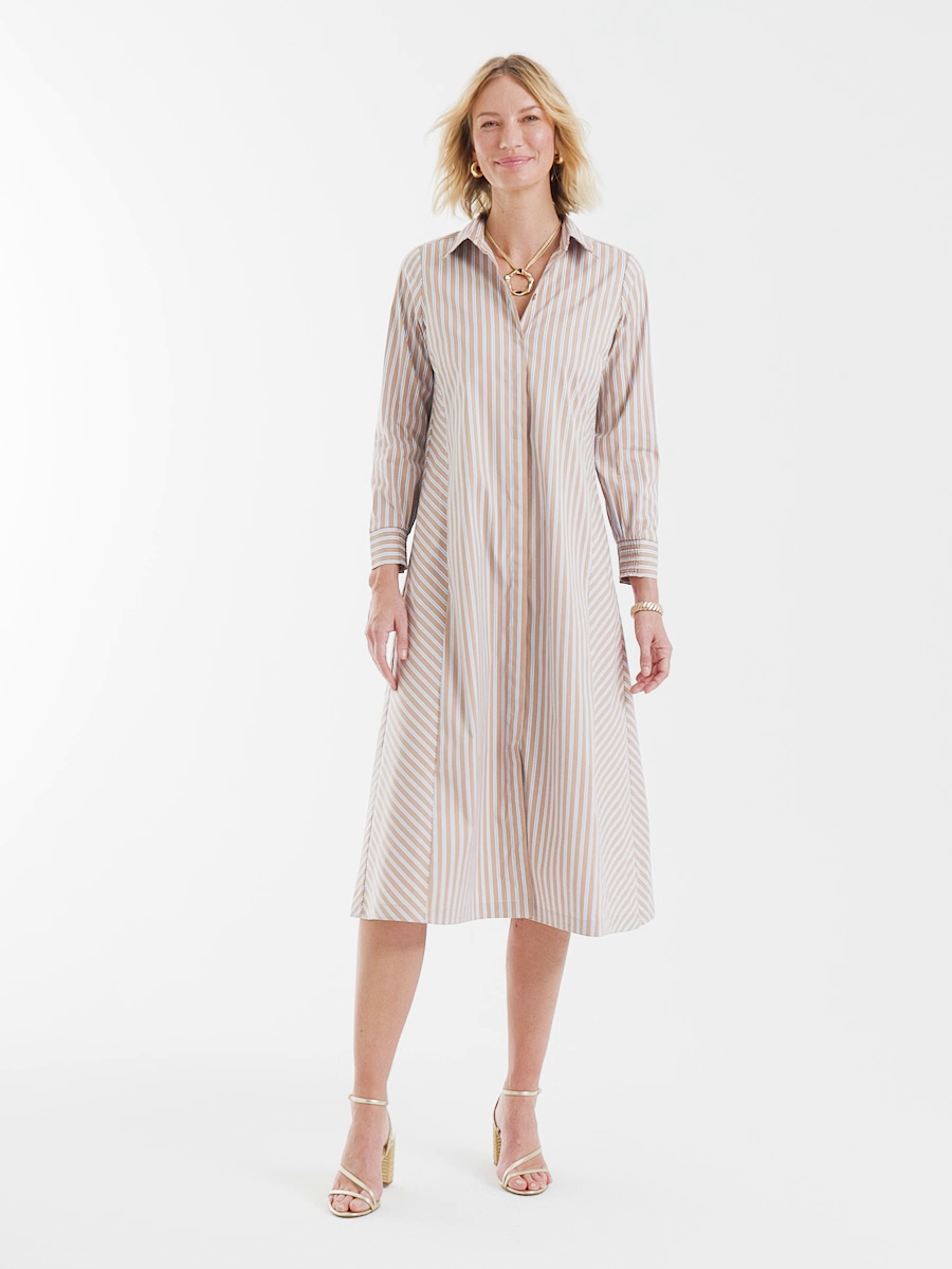 Vanilla Chai Striped Shirtdress