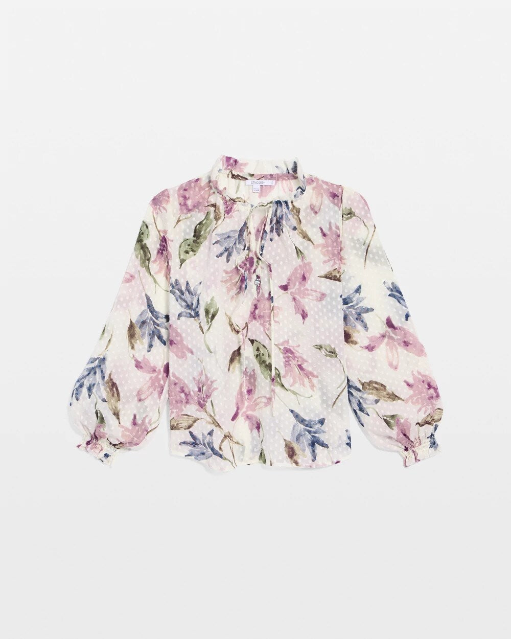 Clip Dot Floral Popover Blouse