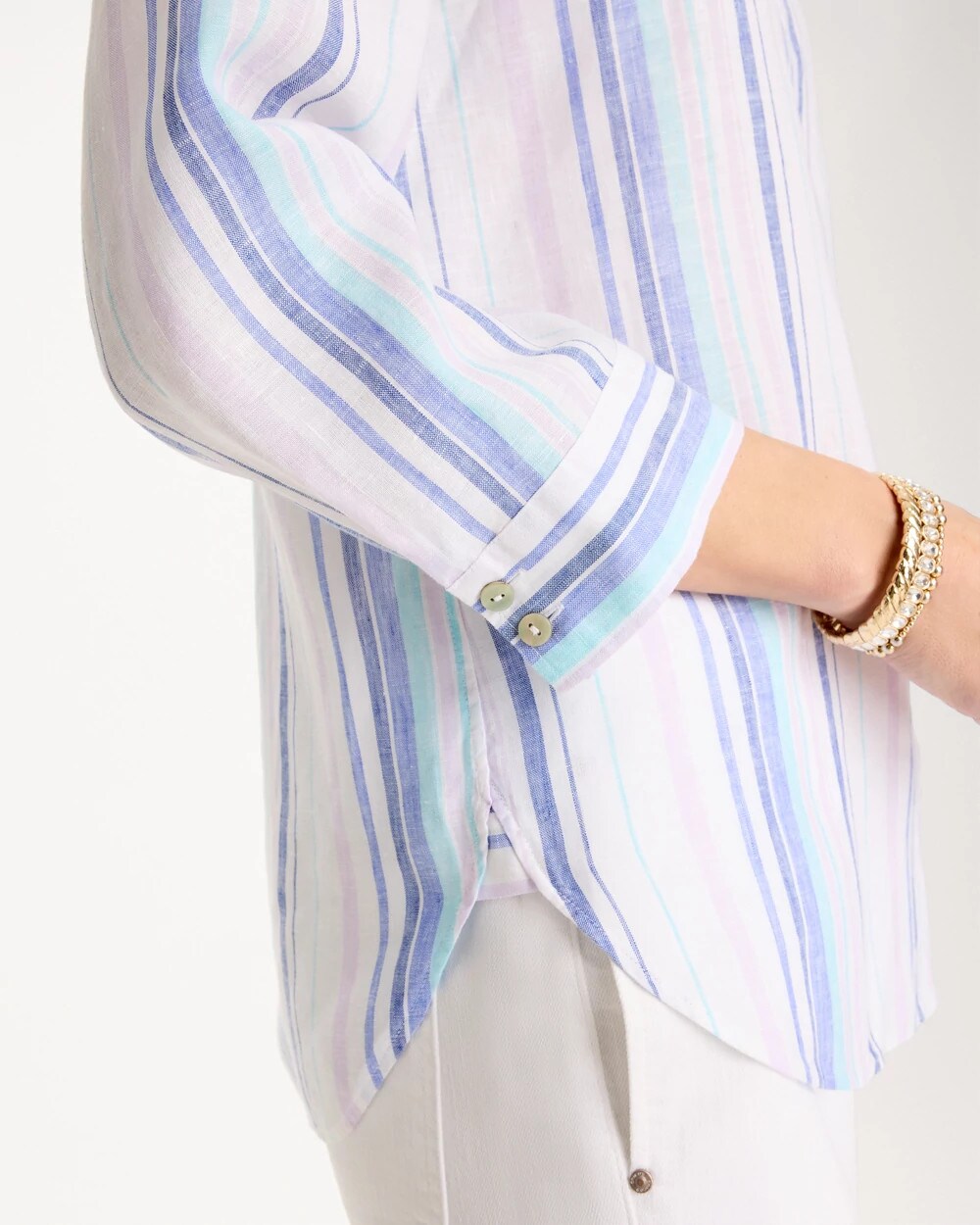 No Iron Linen Striped Shirt