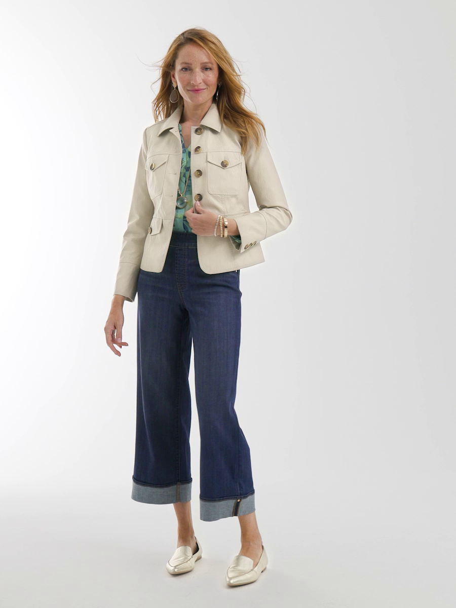 Crinkle Faux Leather Peplum Jacket