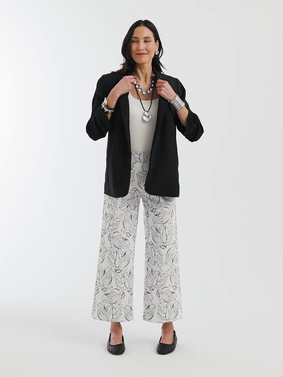 Brigitte Floral Embroidered Wide-Leg Cropped Pants