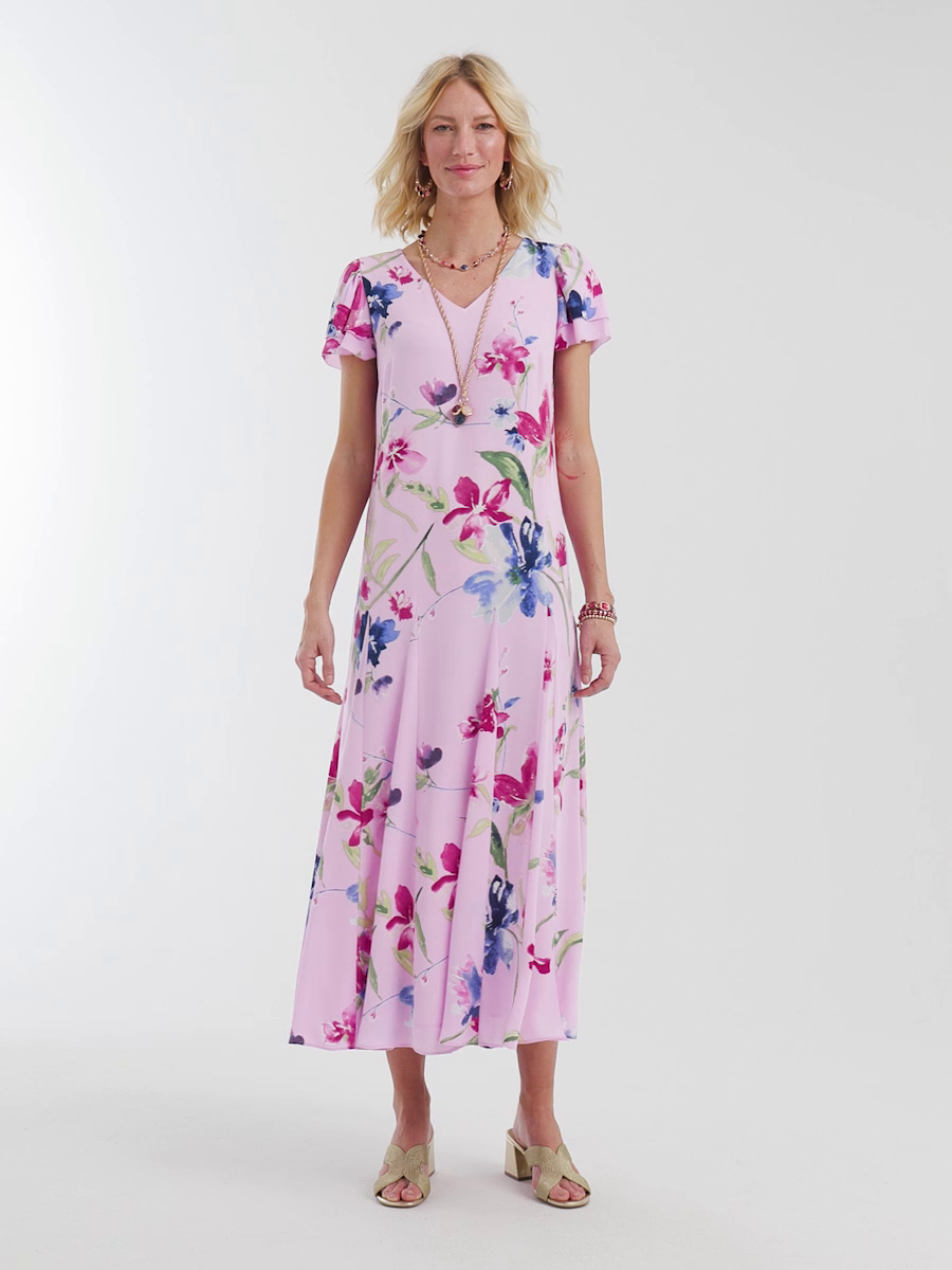 Crepe V-Neck Maxi Dress