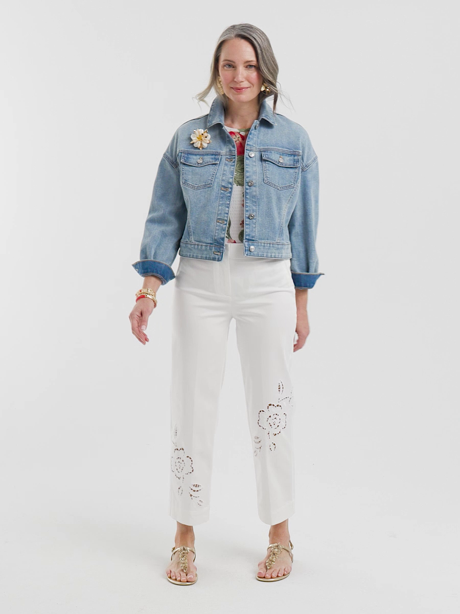 Sateen Cutout Cropped Pants