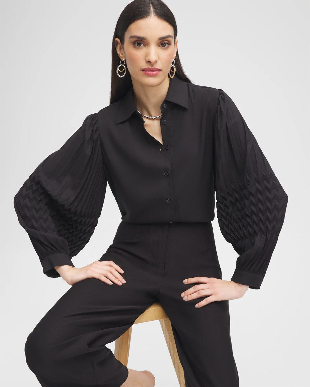 Black Label Pleated Blouse