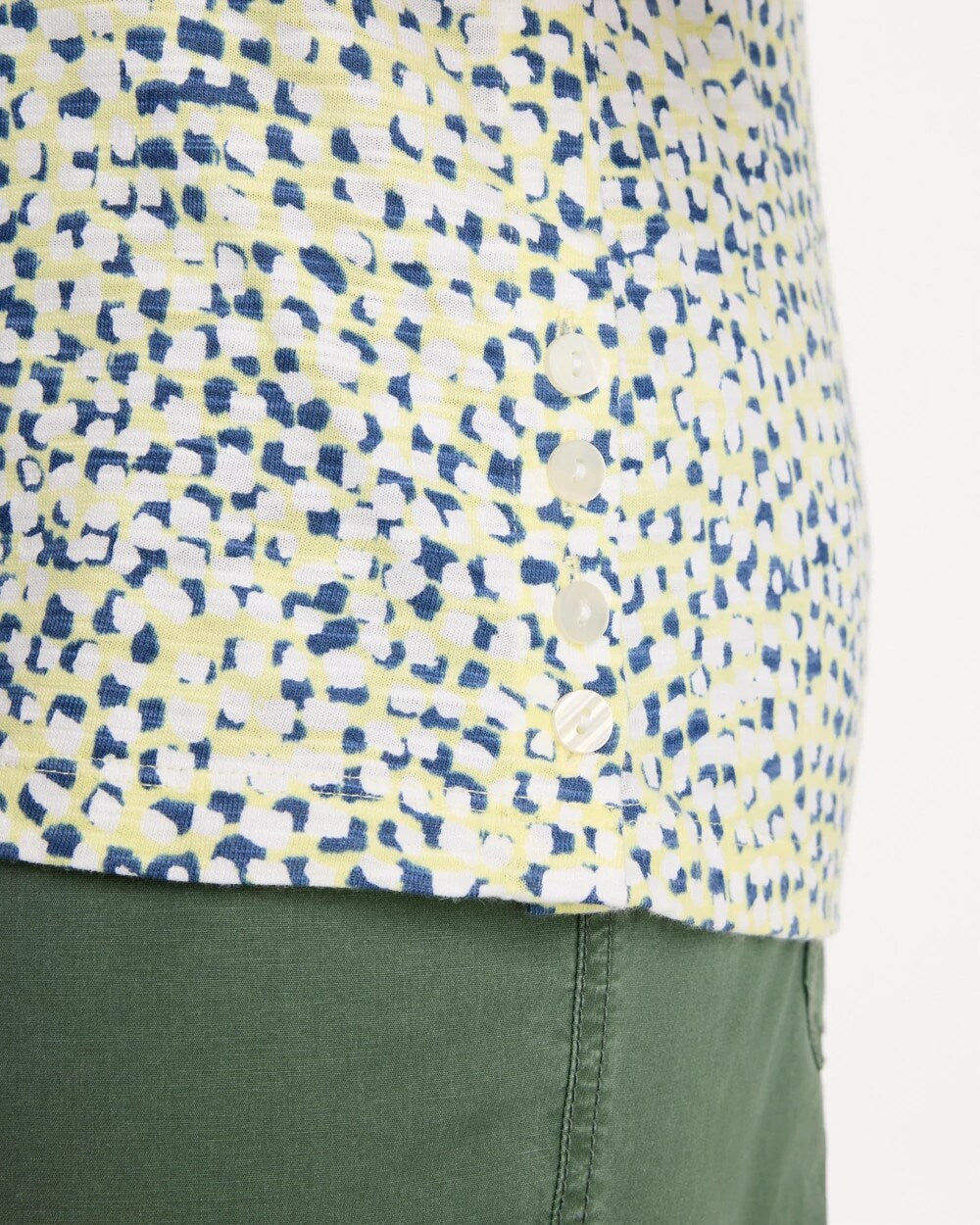 Printed Cotton Slub Elbow-Sleeve Tee