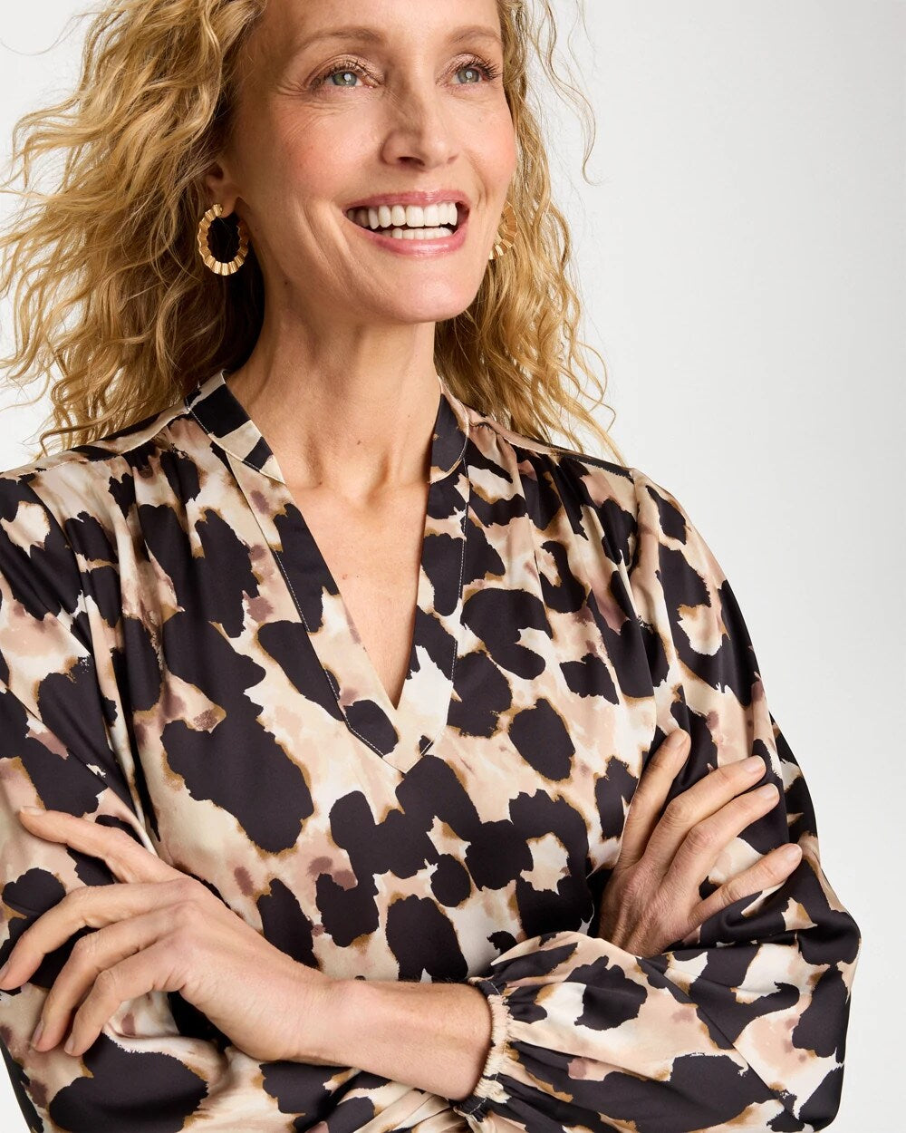 Satin Animal Print Blouse