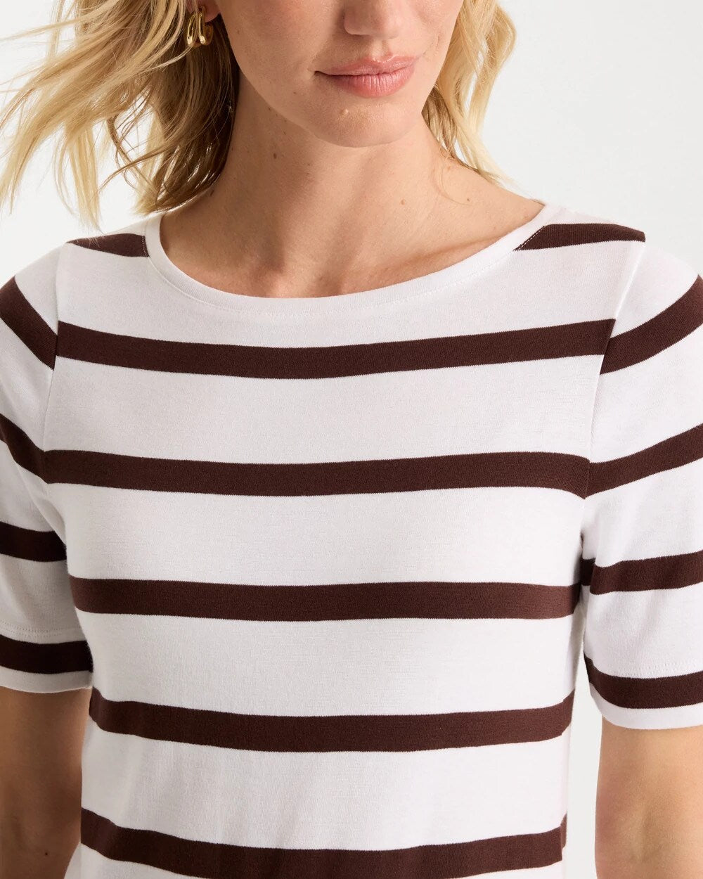 Striped Pima Elbow Sleeve Tee