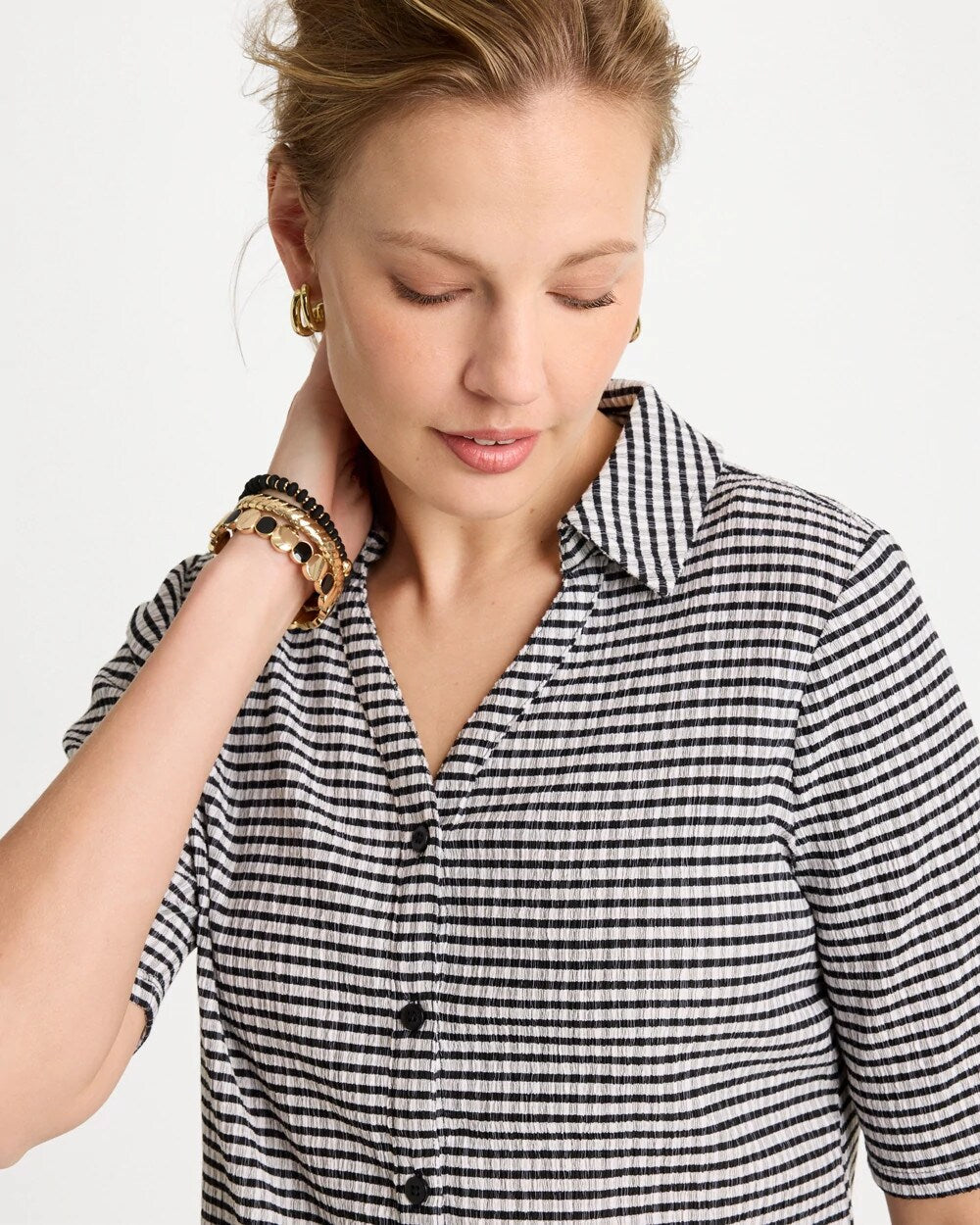 Gingham Textured Camp Tee