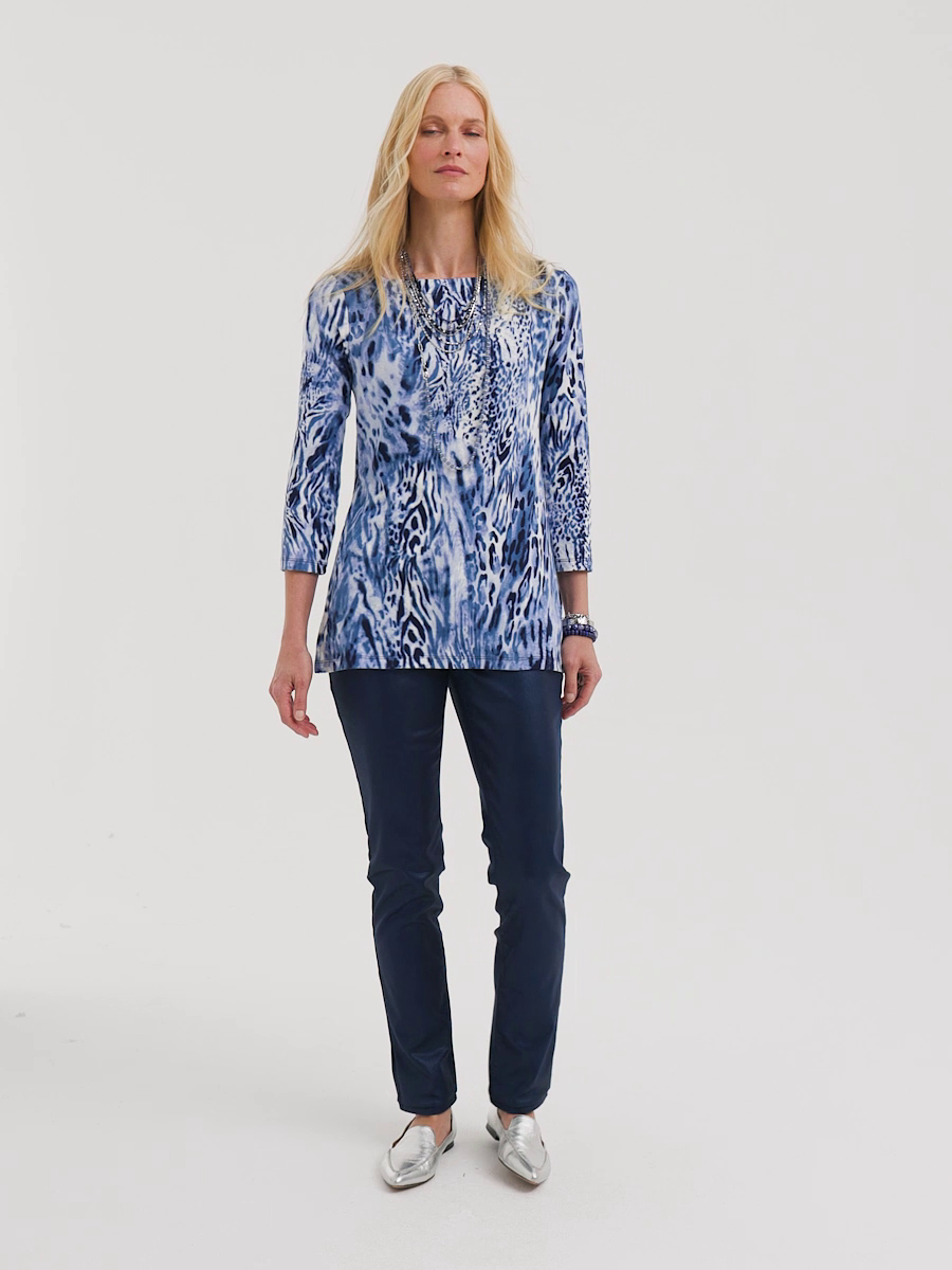 Girlfriend Coated Animal Print Jeans
