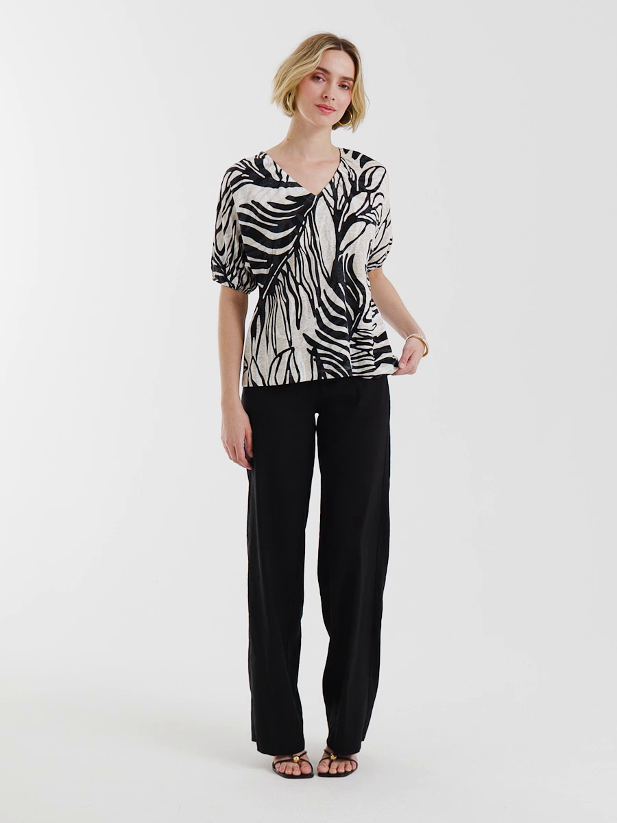 Linen Ruched Palm Tee