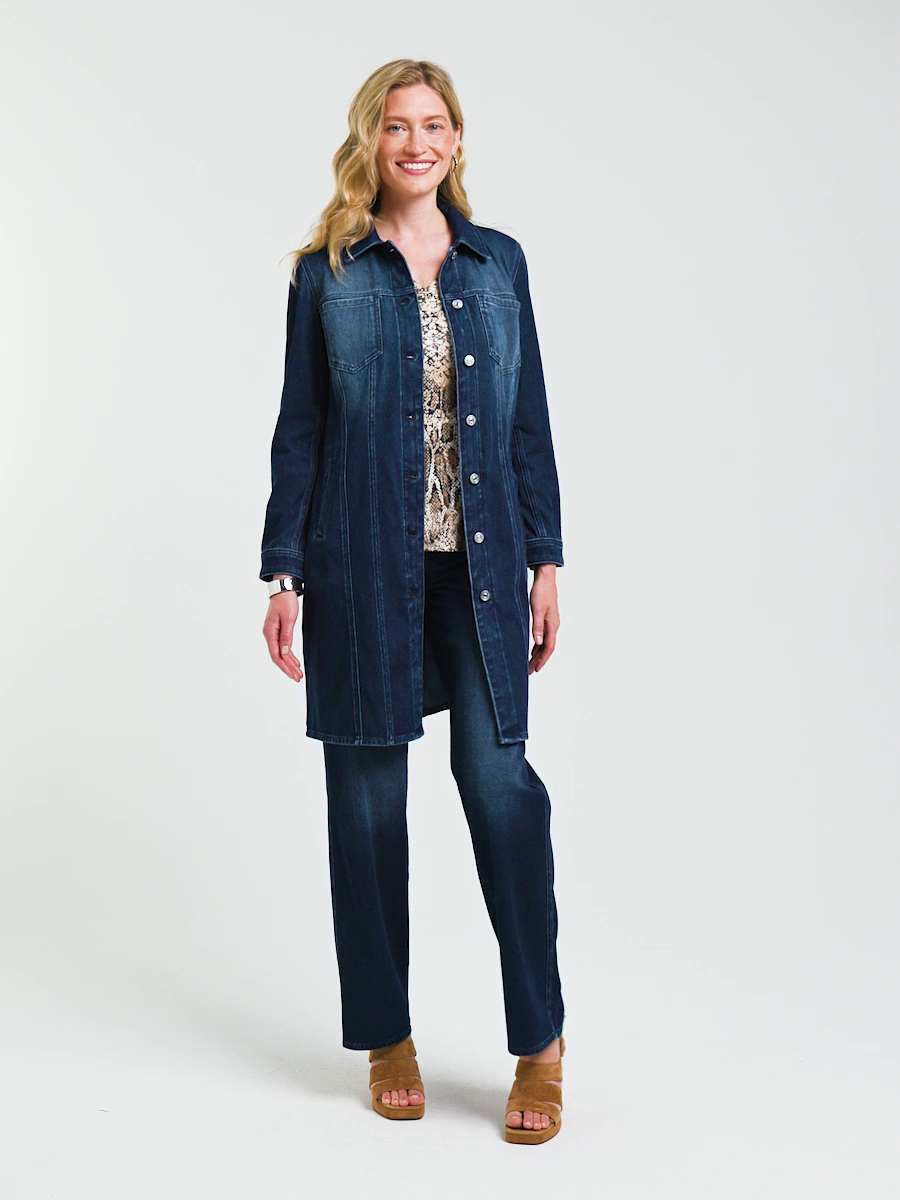 Knit Denim Elongated Topper