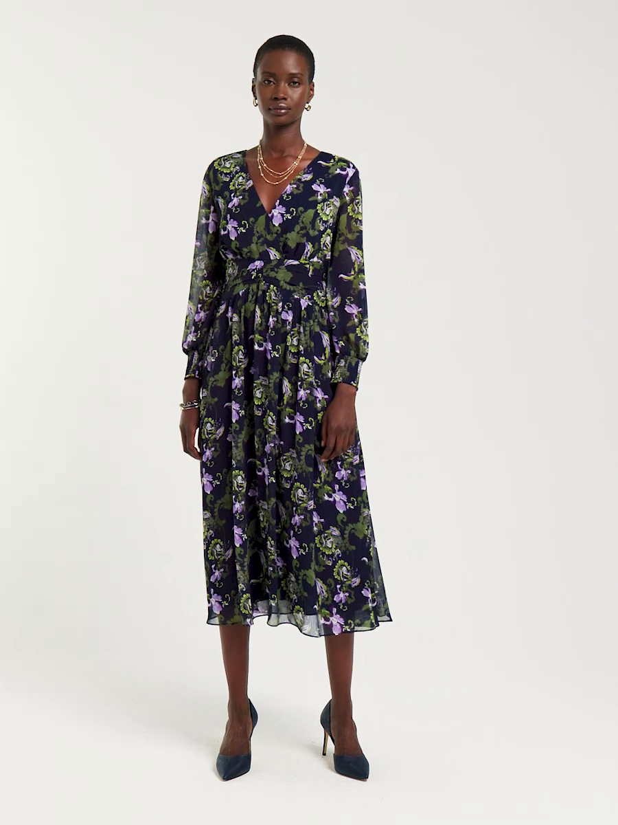 Crinkle Chiffon Surplice Maxi Dress