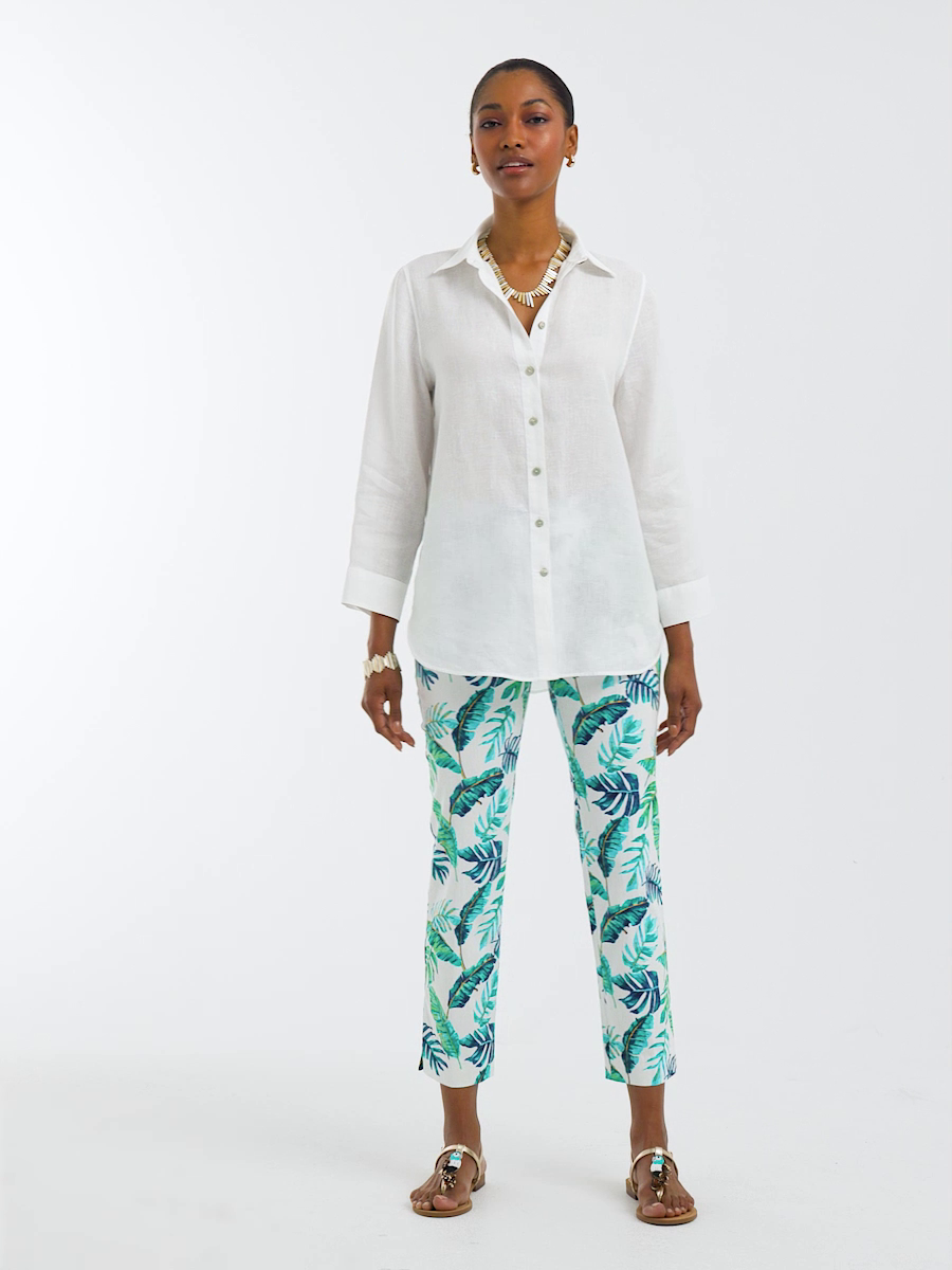 Brigitte Tropical Pull-On Cropped Pants