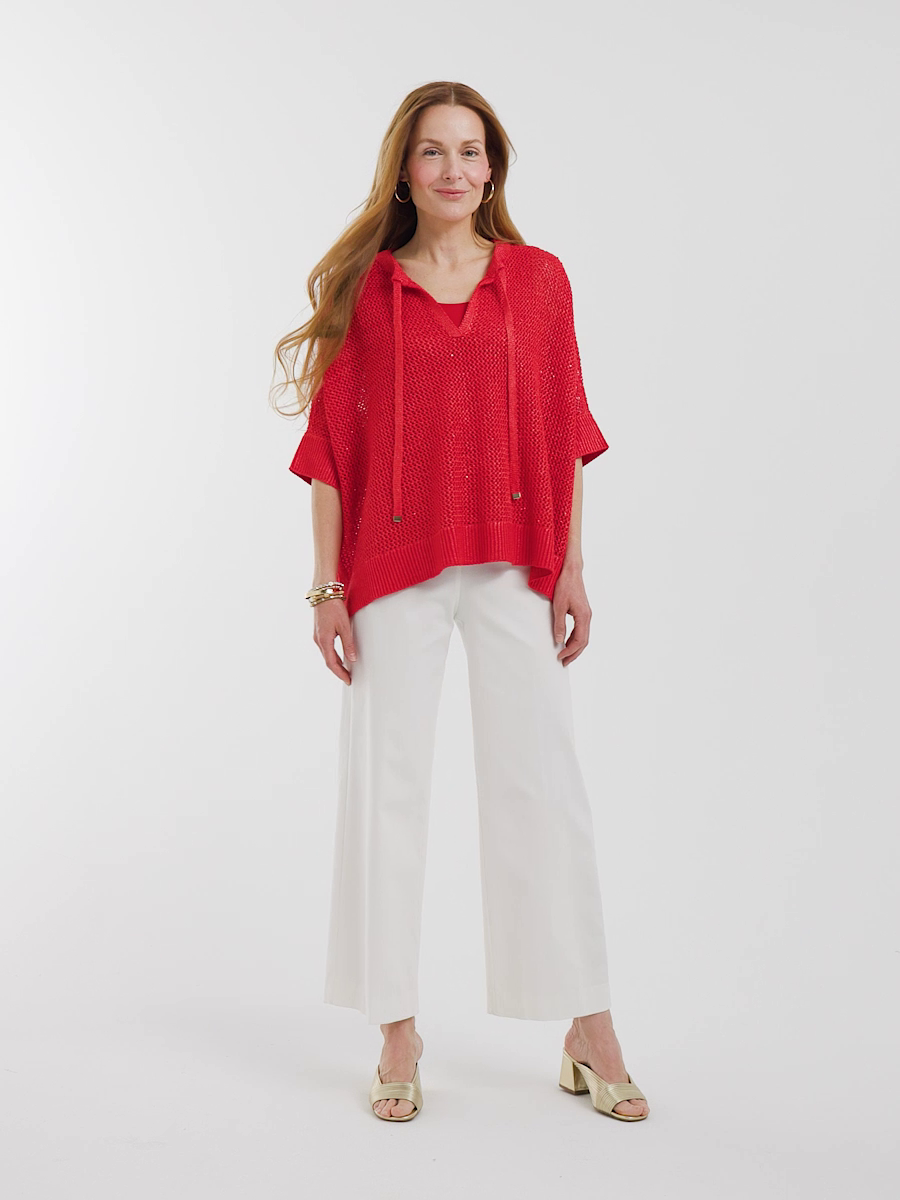 Sequin Open Knit Poncho