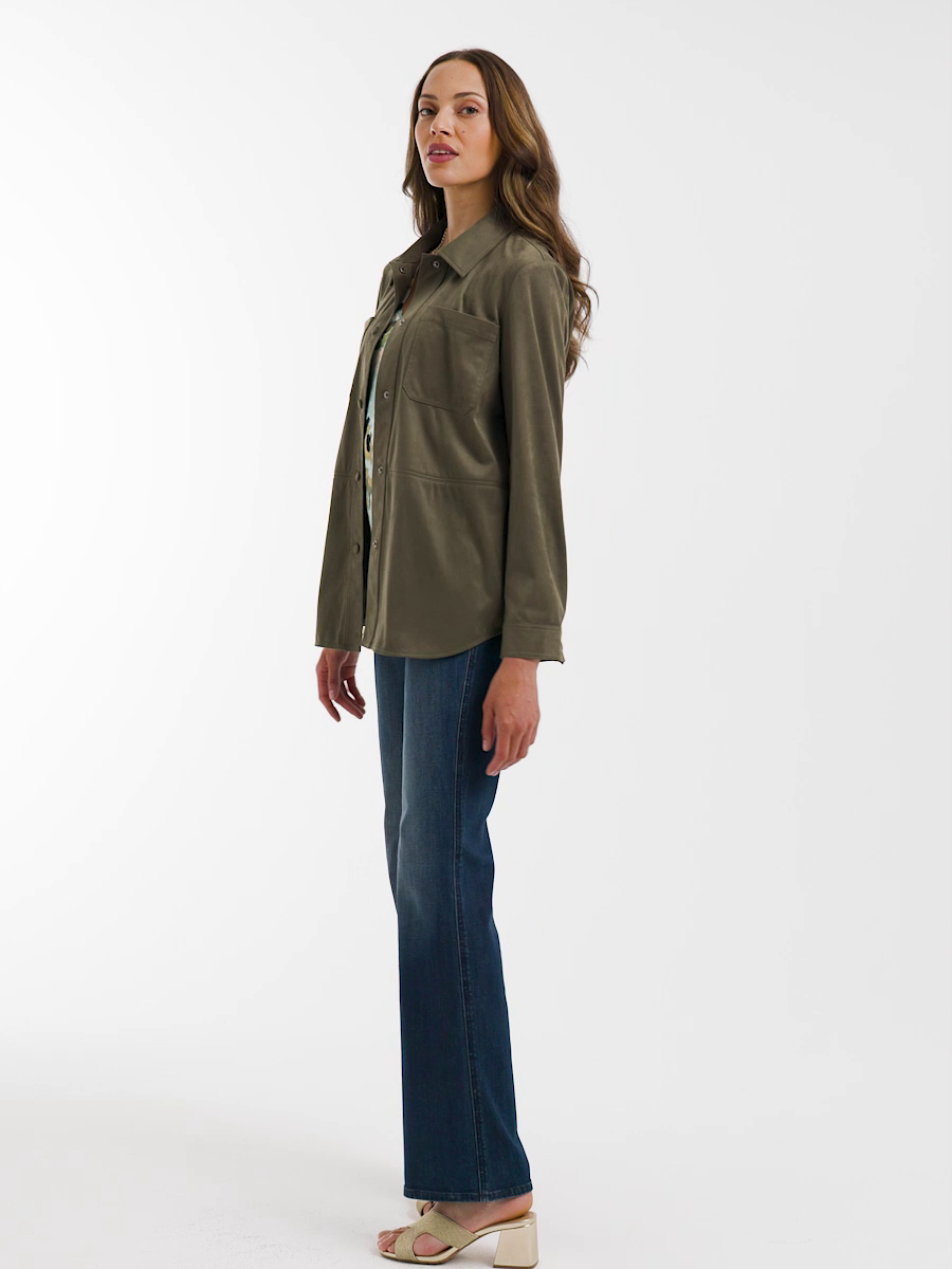 Suede Collared Long-Sleeved Shacket