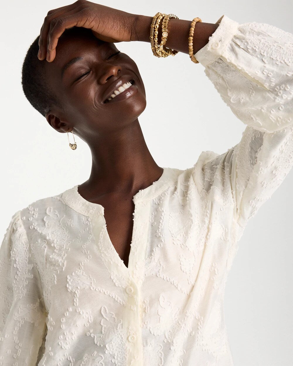 Clip Dot Jacquard Blouse