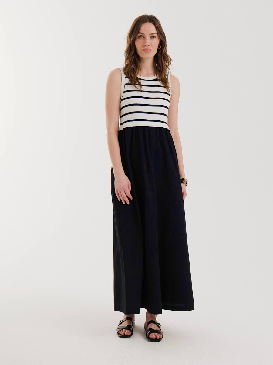 Poplin Cotton Rib Mix Dress