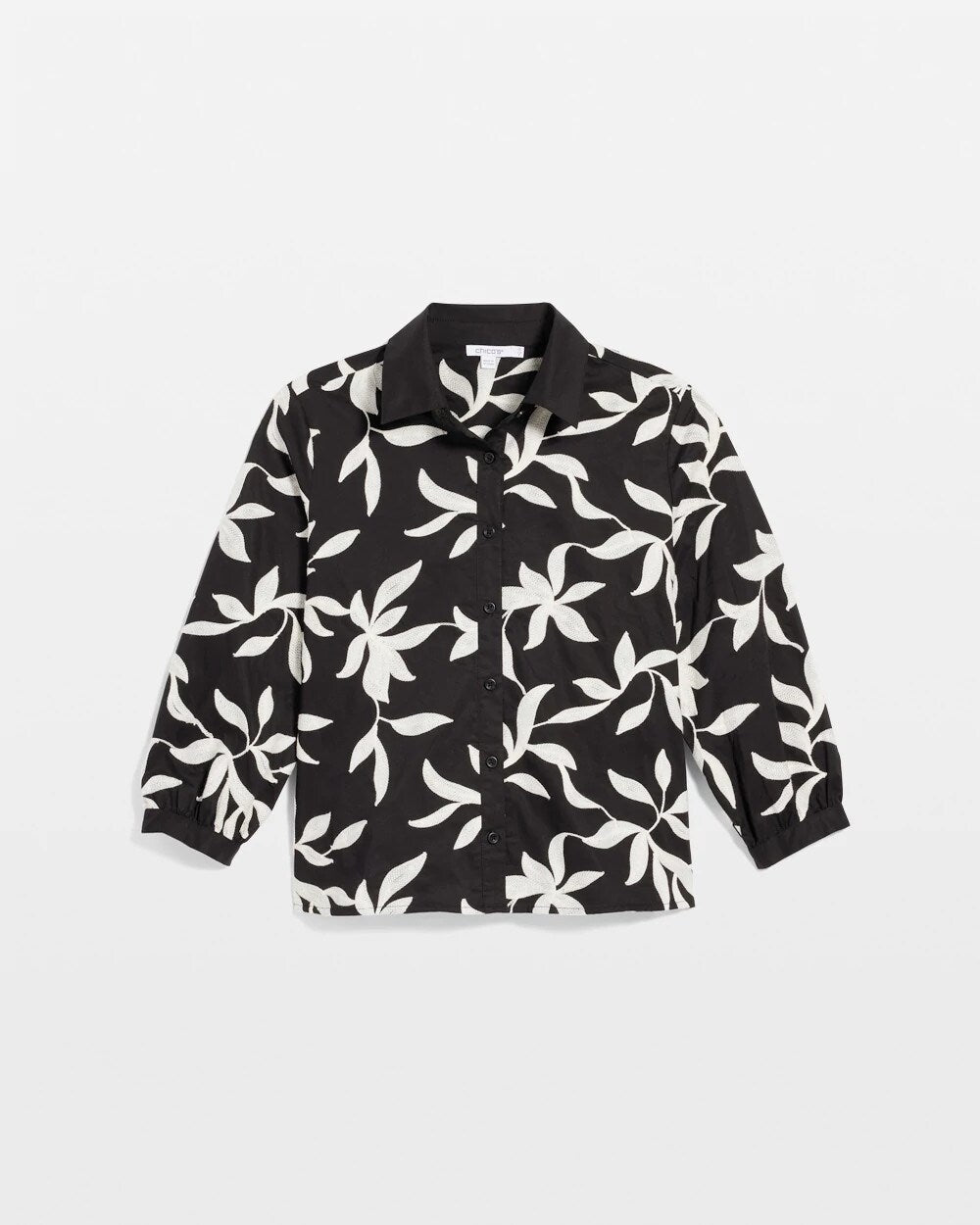 Embroidered Cropped Collared Shirt
