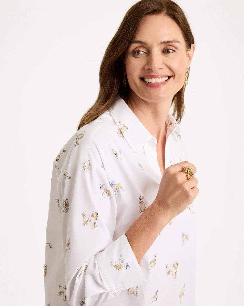 Poplin Cotton Dog Print Popover