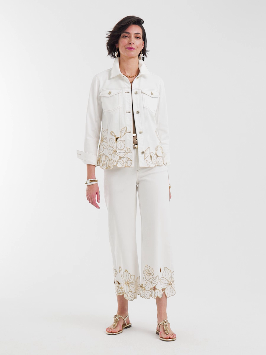 Pull-On Embellished Cropped Jeans