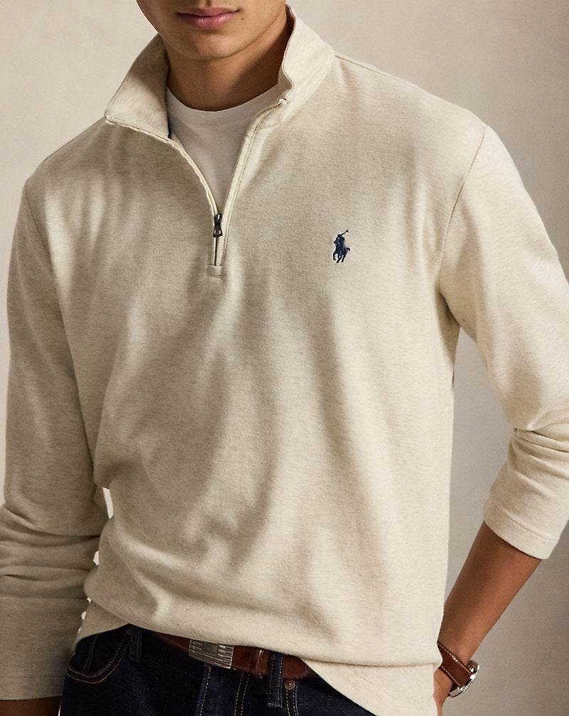 Jacquard Quarter-Zip Pullover Chalk Heather